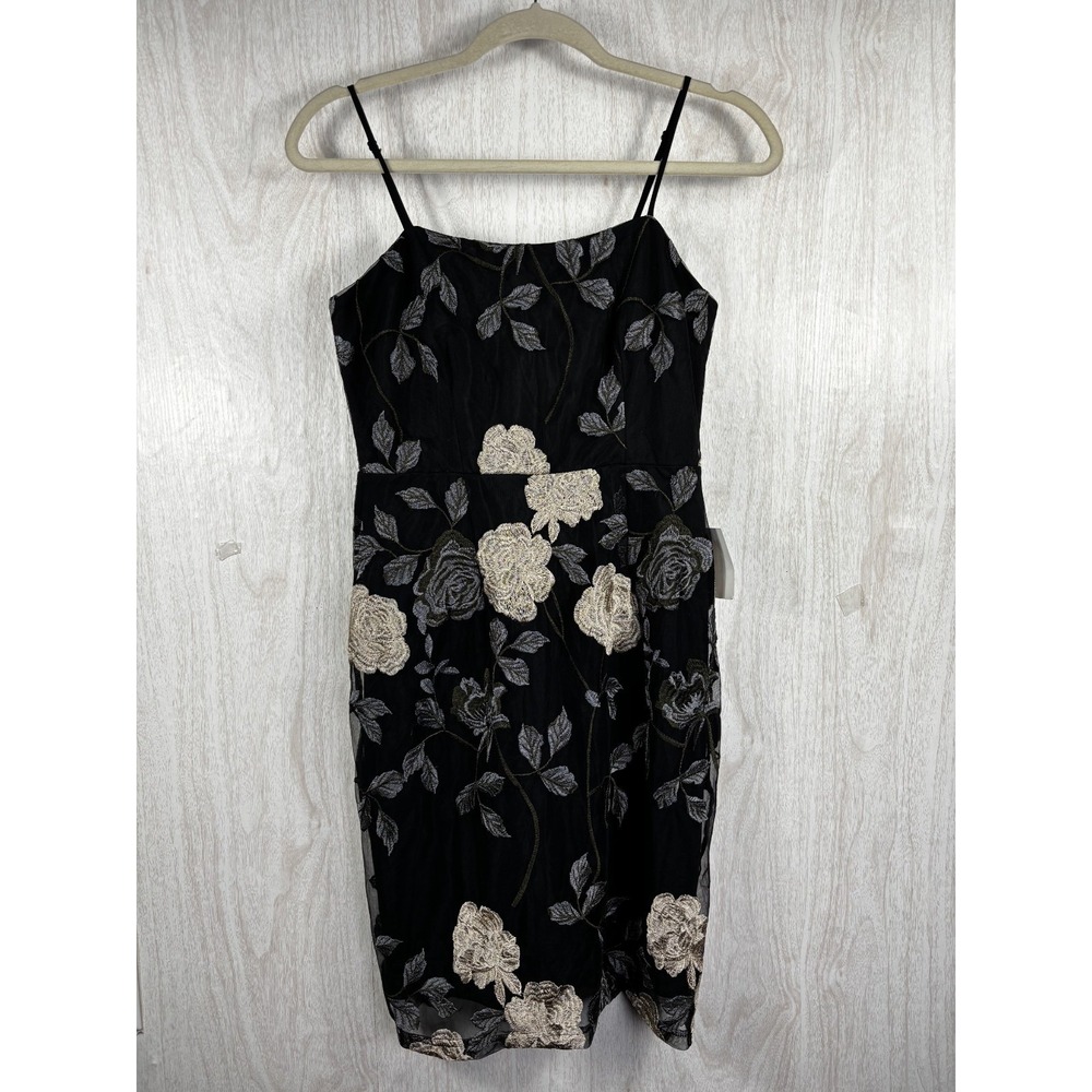 Lulus Elston Black Floral Embroidered Bodycon Dress S‎ NWT Party - Picture 3 of 8